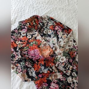 ZARA Floral Button Down Blouse